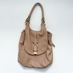 Got It Love It Blush Soft Pebbled Leather Tan Blush Front Flap Shoulder Bag